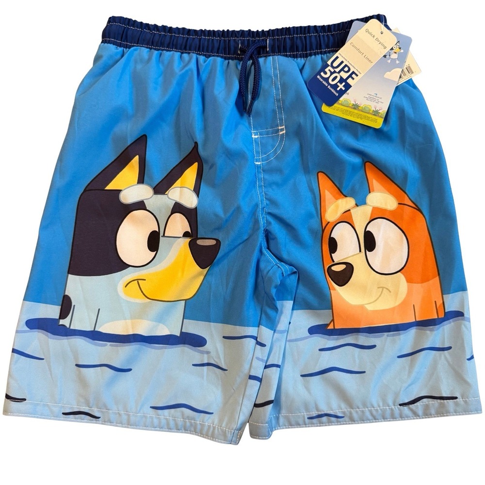 Bluey & Bingo Boys Swim Trunks Large 10/12 UPF-50+ NWT